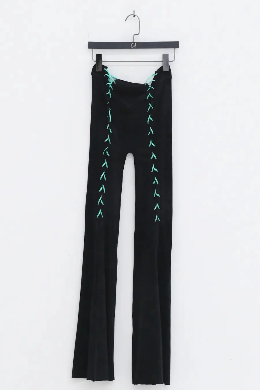 RUI Suede Lace-Up Flare Pants RSS22WV05 Onyx Black - Image 3
