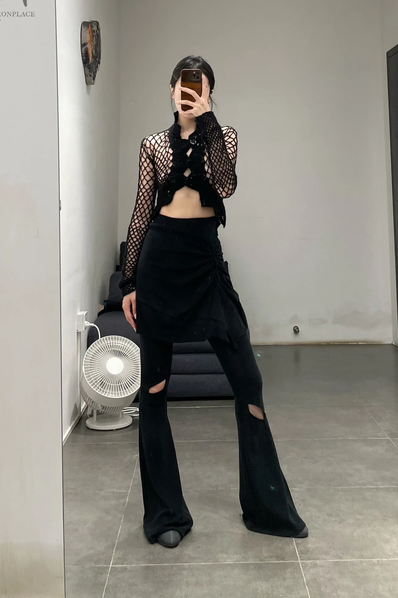 RUI terry flared culottes RAW23WV13 Black - Image 12