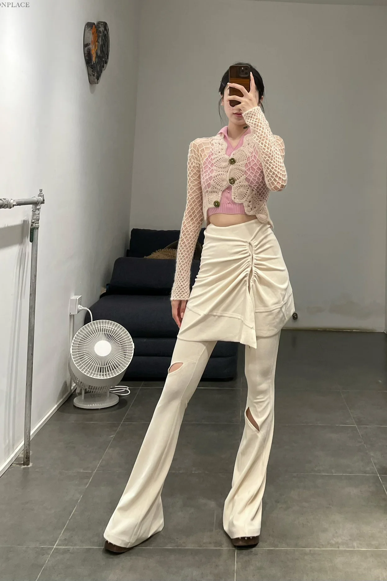 Rui Zhou CR04 series single hand stitching cashmere sleeves RUI-RAW23WV13-MIBAI off-white - Image 15