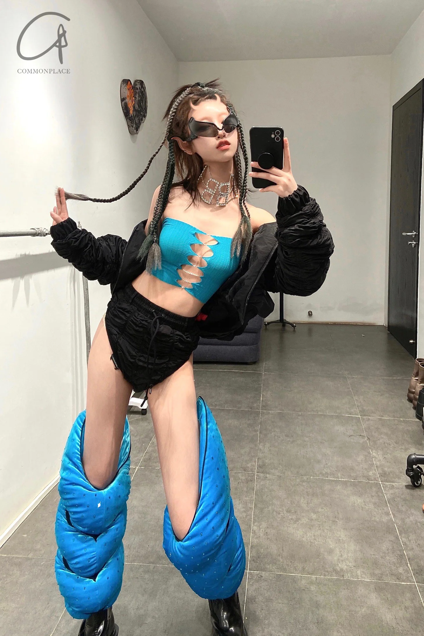 Rui Zhou Pearl Chain Three-piece Suspender Tube Top Stretch RUI-RUI-RUIFW21SF01T-QINGLAN Teal RUIFW21SF01 - Image 23