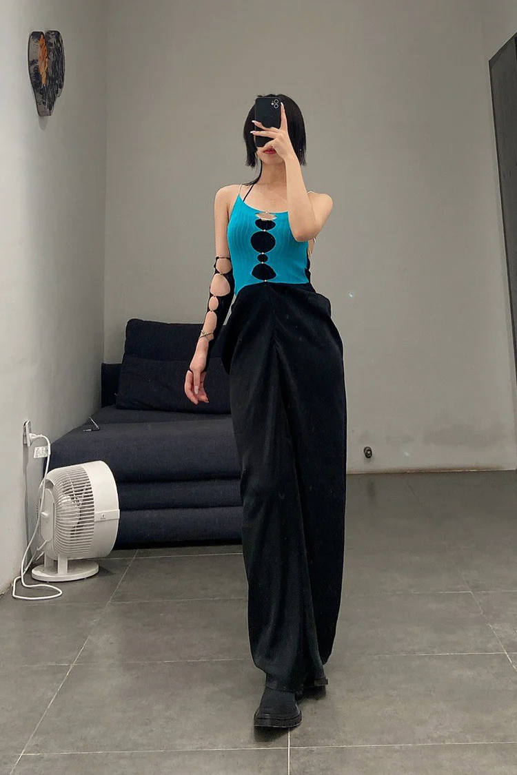 Rui Zhou Pearl Chain Three-piece Suspender Tube Top Stretch RUI-RUI-RUIFW21SF01T-QINGLAN Teal RUIFW21SF01 - Image 28