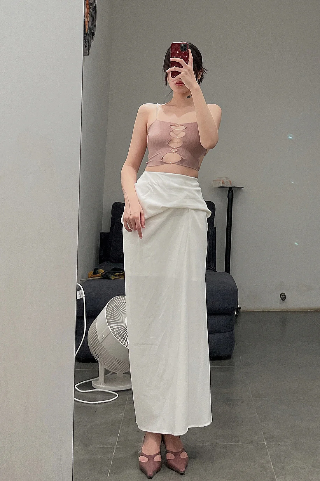 Rui Zhou Pearl Chain Three-piece Suspender Tube Top Stretch RUI-RUIFW21SF01TR-QIANFEN-2 Light Pink Tea rose RUIFW21SF01 - Image 4