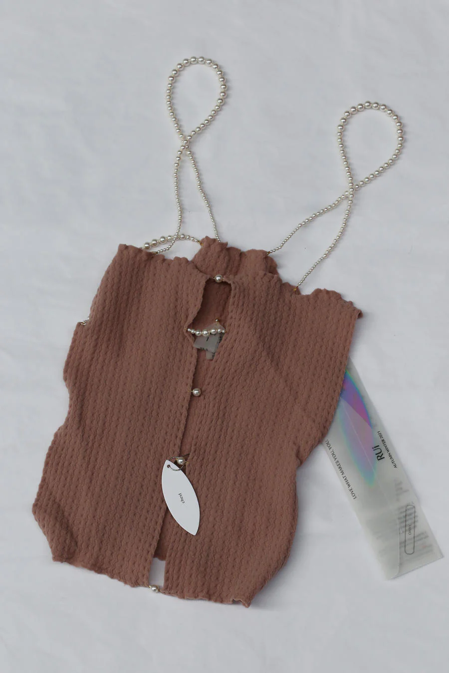 Rui Zhou Pearl Chain Three-piece Suspender Tube Top Stretch RUI-RUIFW21SF01TR-QIANFEN-2 Light Pink Tea rose RUIFW21SF01 - Image 5
