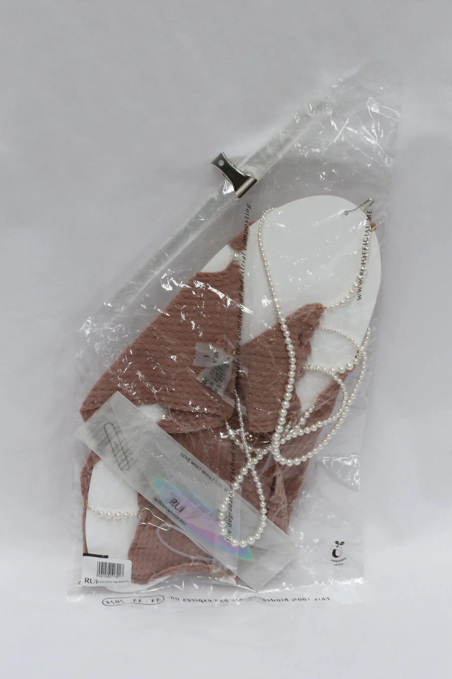 Rui Zhou Pearl Chain Three-piece Suspender Tube Top Stretch RUI-RUIFW21SF01TR-QIANFEN-2 Light Pink Tea rose RUIFW21SF01 - Image 8