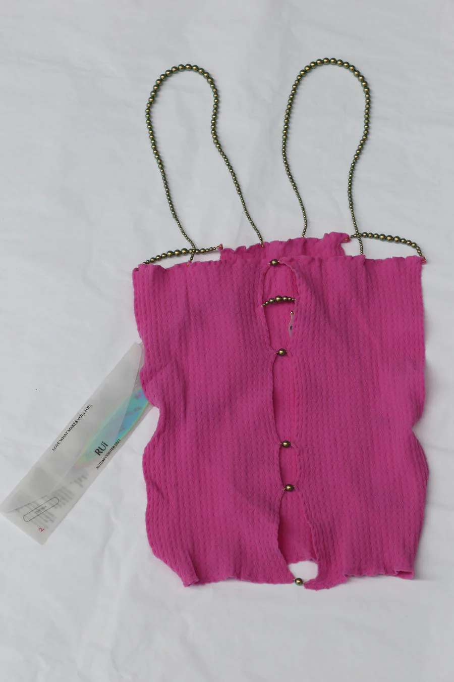 Rui Zhou Pearl Chain Three-piece Suspender Tube Top Stretch RUI-RUIFW21SF01F-TAOHONG Pink Fuschia RUIFW21SF01 - Image 10