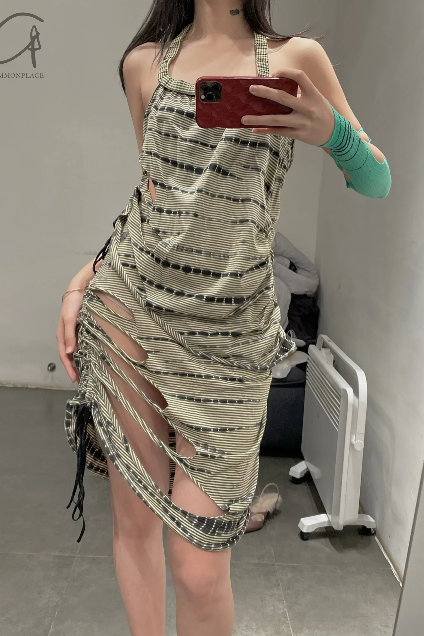 RUI Tie-Dye Drawstring Skirt RSS22WV07 Tie-dyed + Green Striped + Tie-Dye - Image 25
