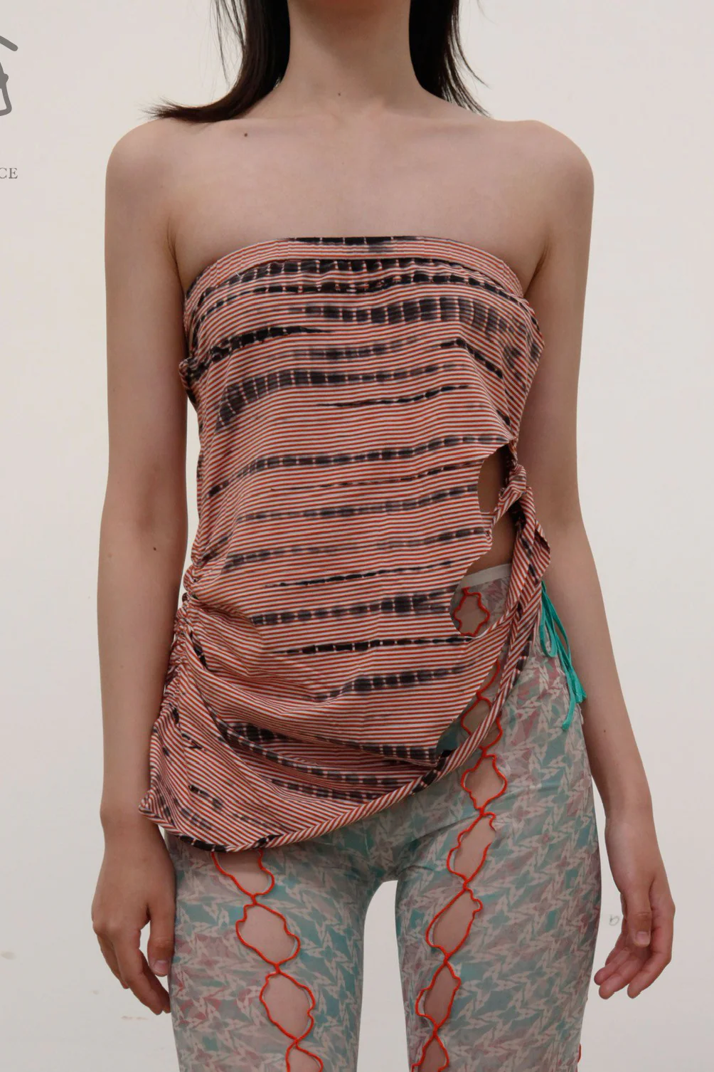 RUI Tie-Dye Drawstring Tube Top RSS22WV06 Tie-dyed + Orange Stripes + Tie-Dye - Image 2