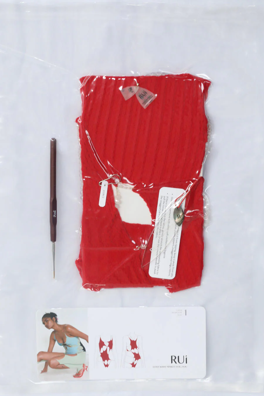 Rui Zhou Pearl Chain Splicing Bodysuit Series Skin-friendly Elastic Stretch RUI-R001-HONG Red Ruby