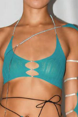RUI translucent thin strap halterneck strap RSS24SF02 Teal blue - Image 2