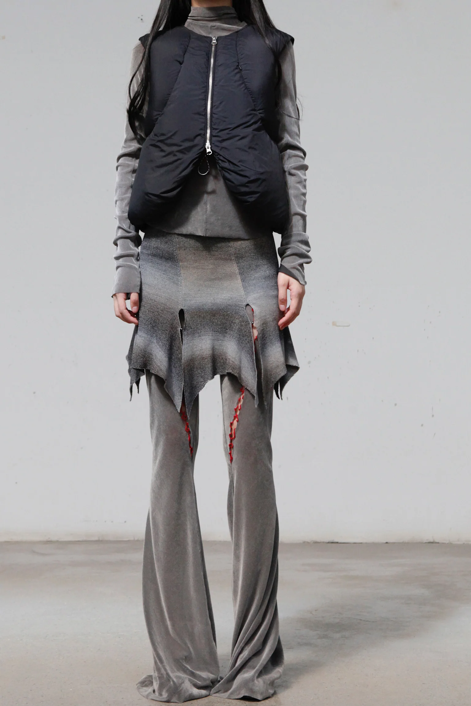 RUI Velvet Cutout Flared Pants RAW23WV03 Gray - Image 12