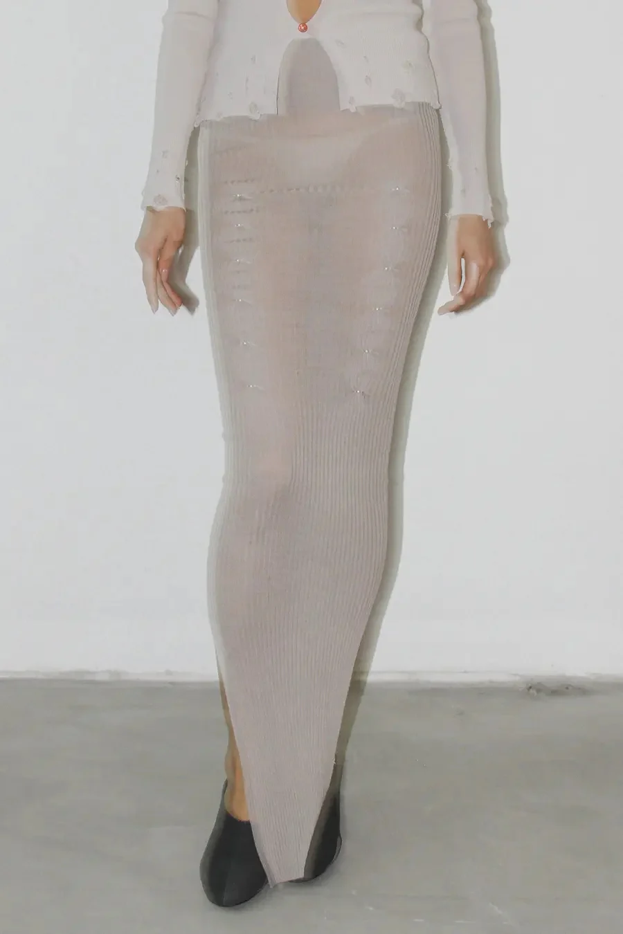 RUI Wool Intarsia Maxi Dress RAW23KN19 Ash - Image 7