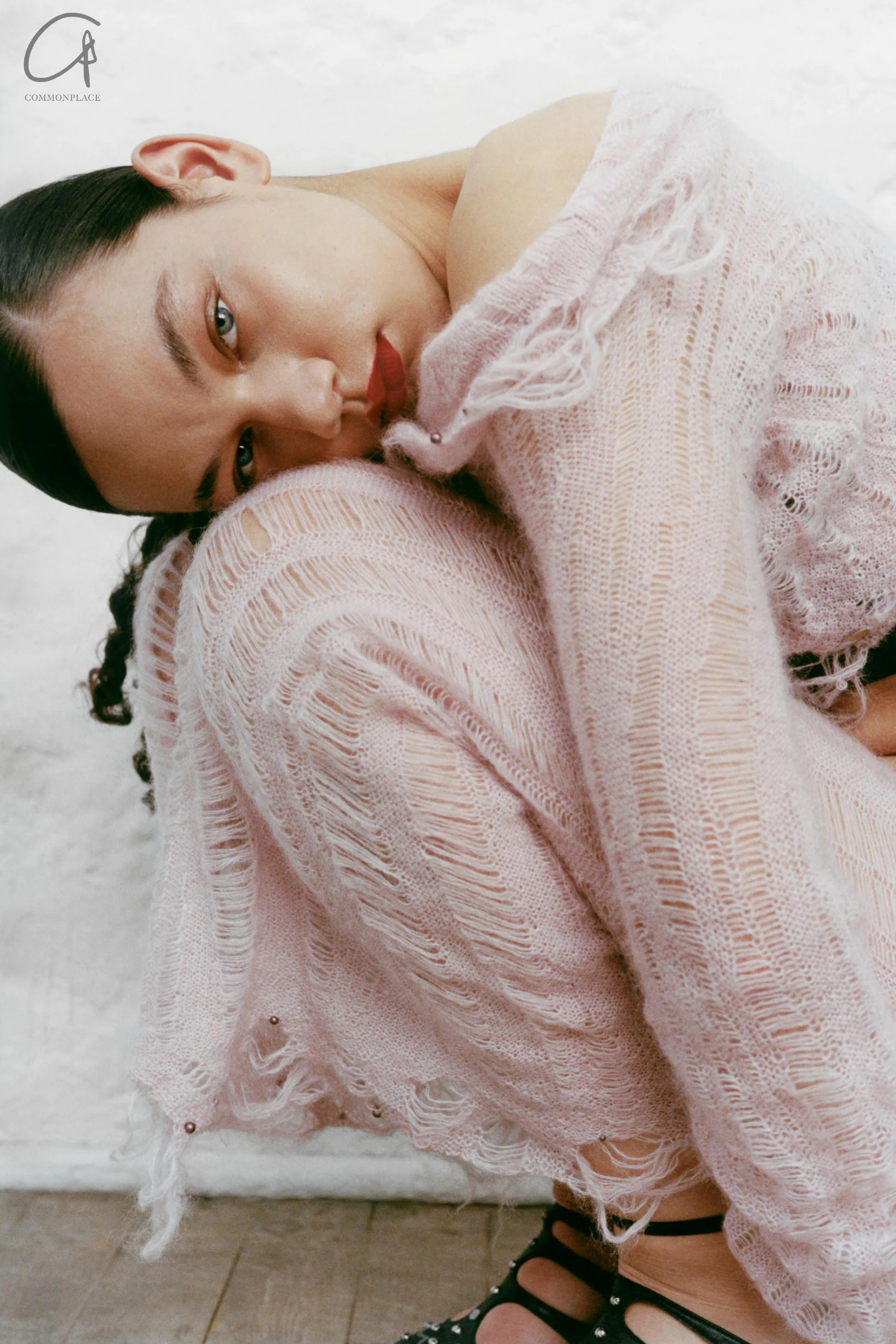 Rui Zhou 24 Autumn and Winter Beaded Floating Line Cardigan RUI-RAW24KN01-FEN Pink - Image 11