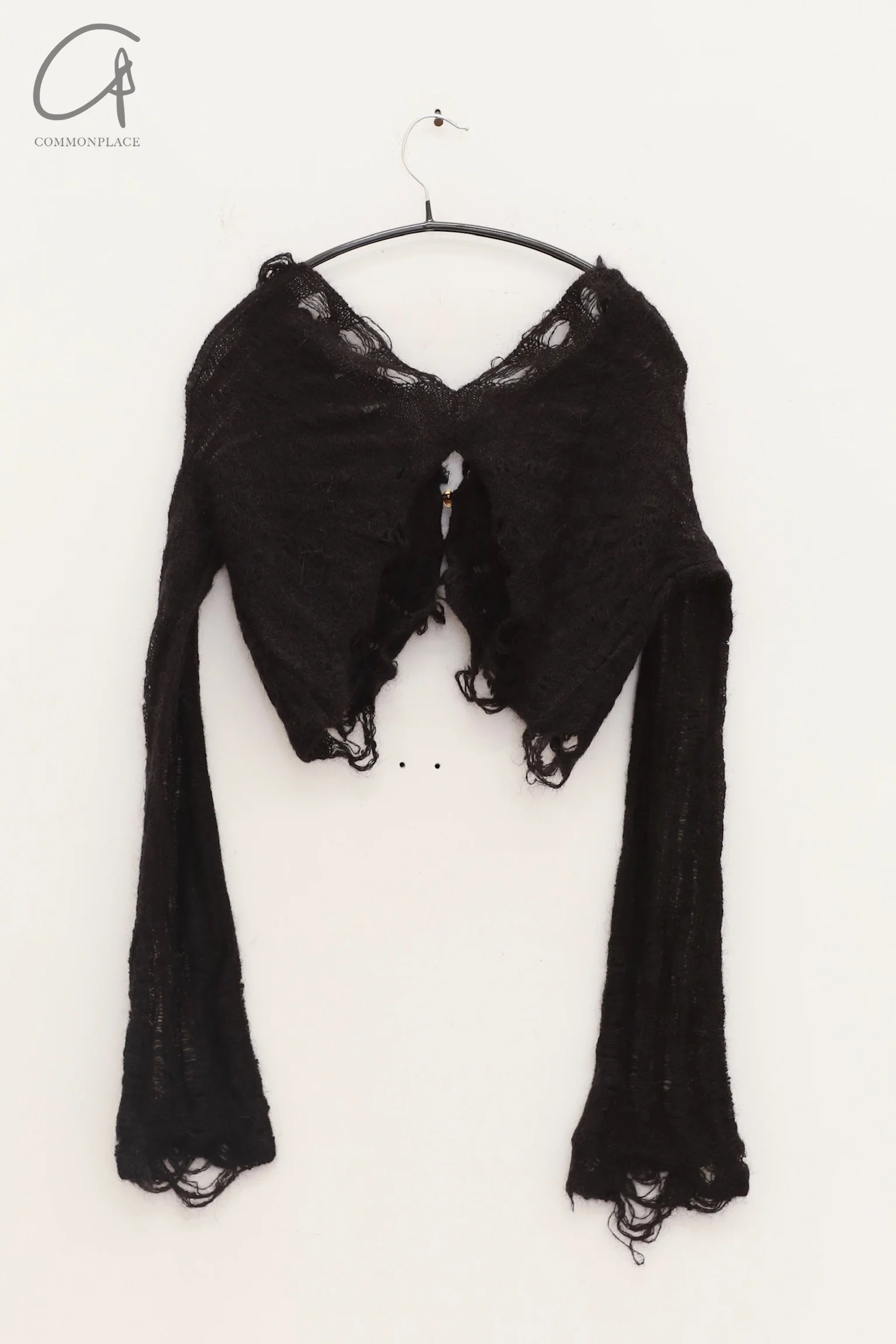 Rui Zhou 24 Autumn and Winter Beaded Floating Line Cardigan RUI-RAW24KN01-HEI Black - Image 4