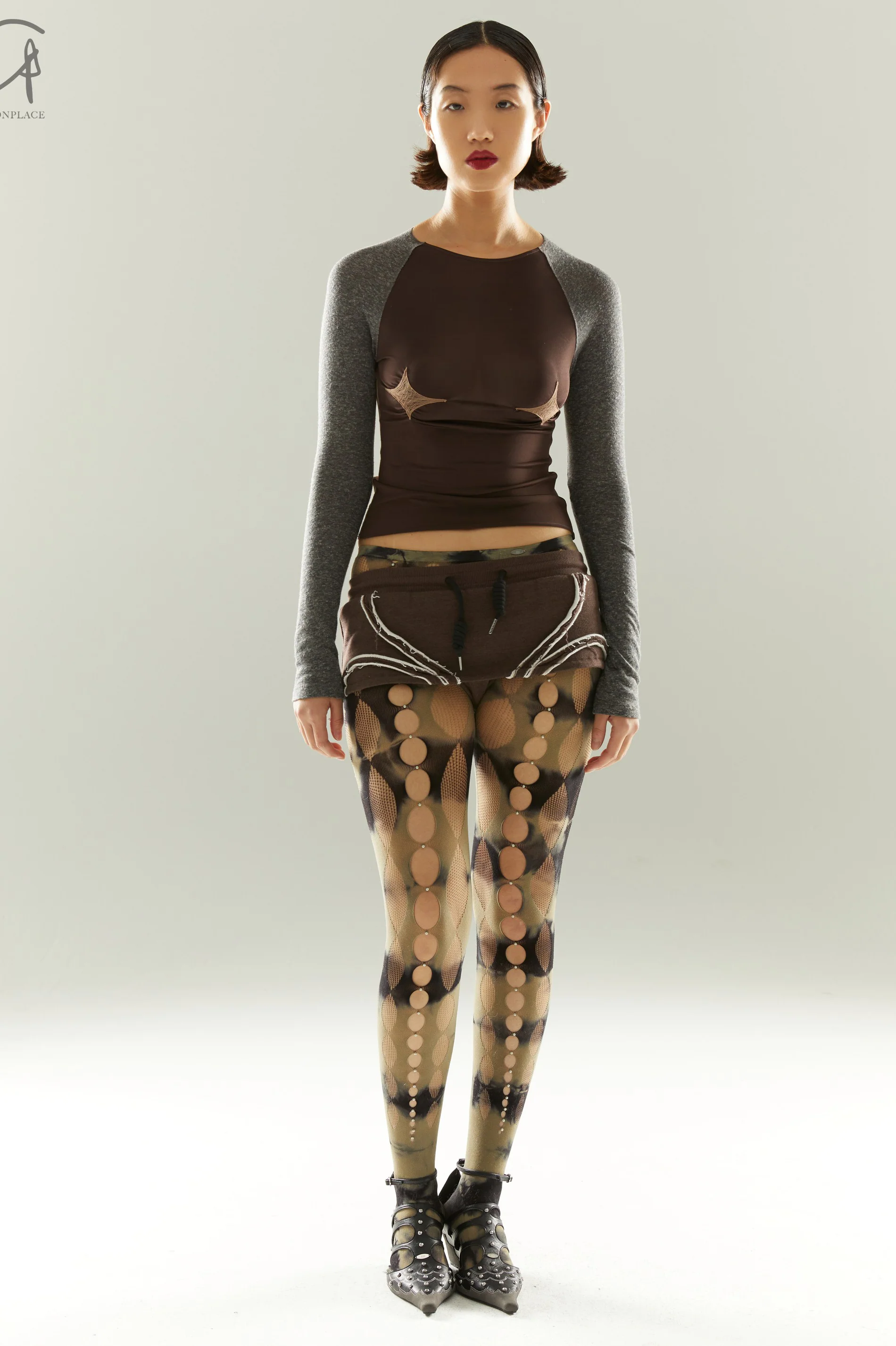 Rui Zhou 24 Autumn and Winter Free Point Long Sleeve Top RUI-RAW24WV03-QKLHGY Chocolate mix Granite - Image 10