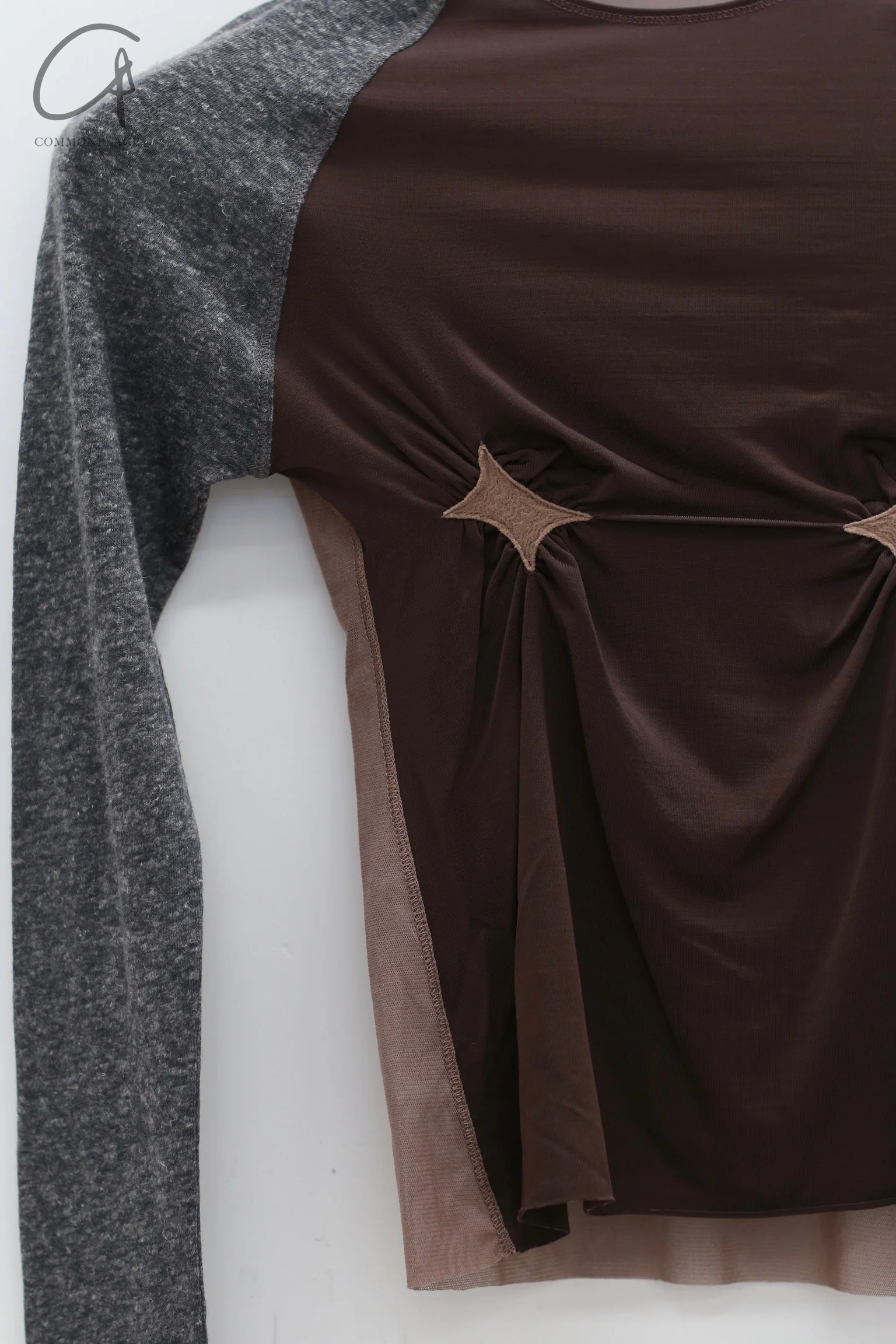 Rui Zhou 24 Autumn and Winter Free Point Long Sleeve Top RUI-RAW24WV03-QKLHGY Chocolate mix Granite - Image 7