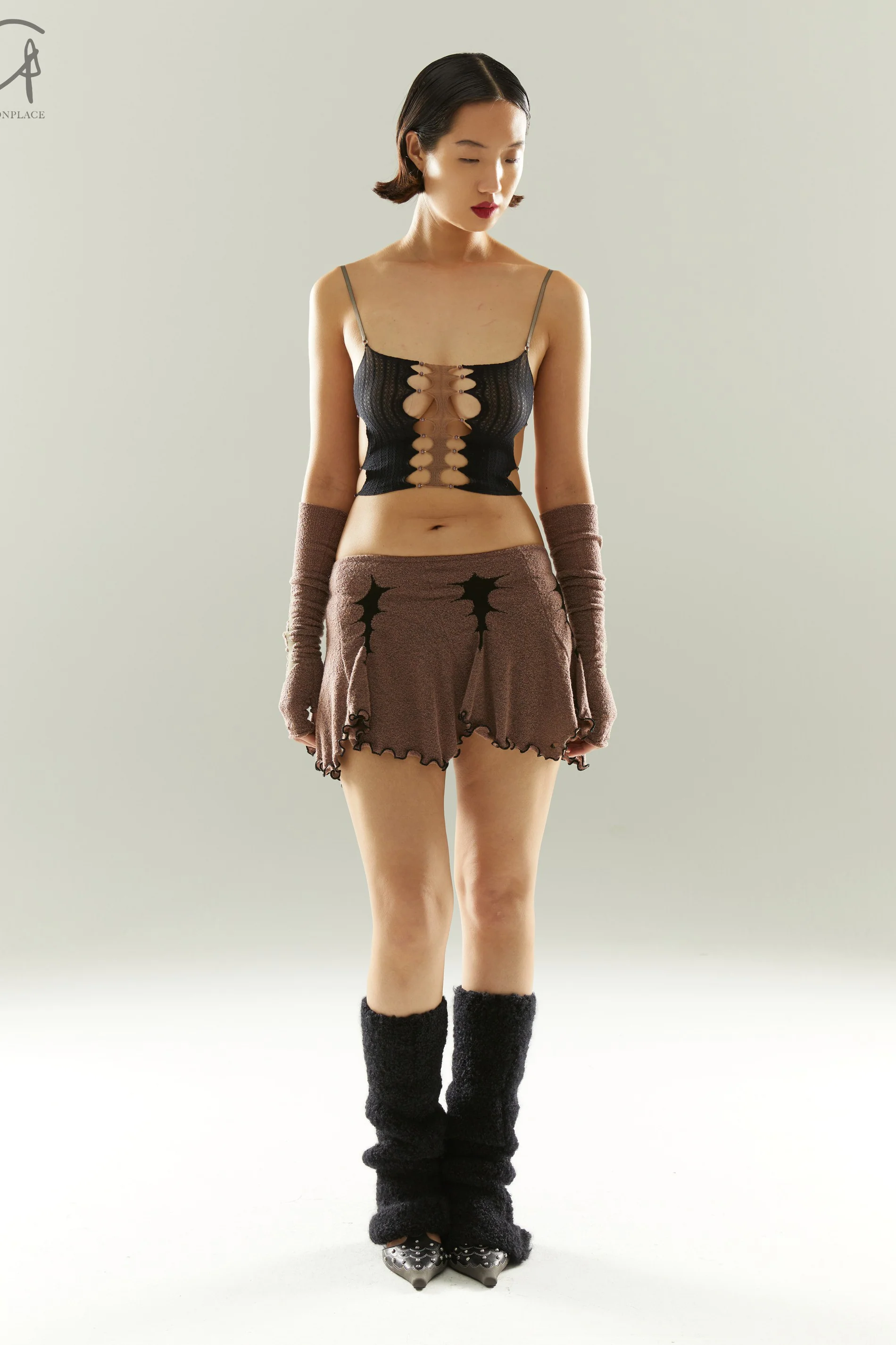 Rui Zhou 24 Autumn and Winter High Elastic Beaded Slit Suspender RUI-RAW24SF01C-ZLH Brown Chestnut/Black RAW24SF01 - Image 7