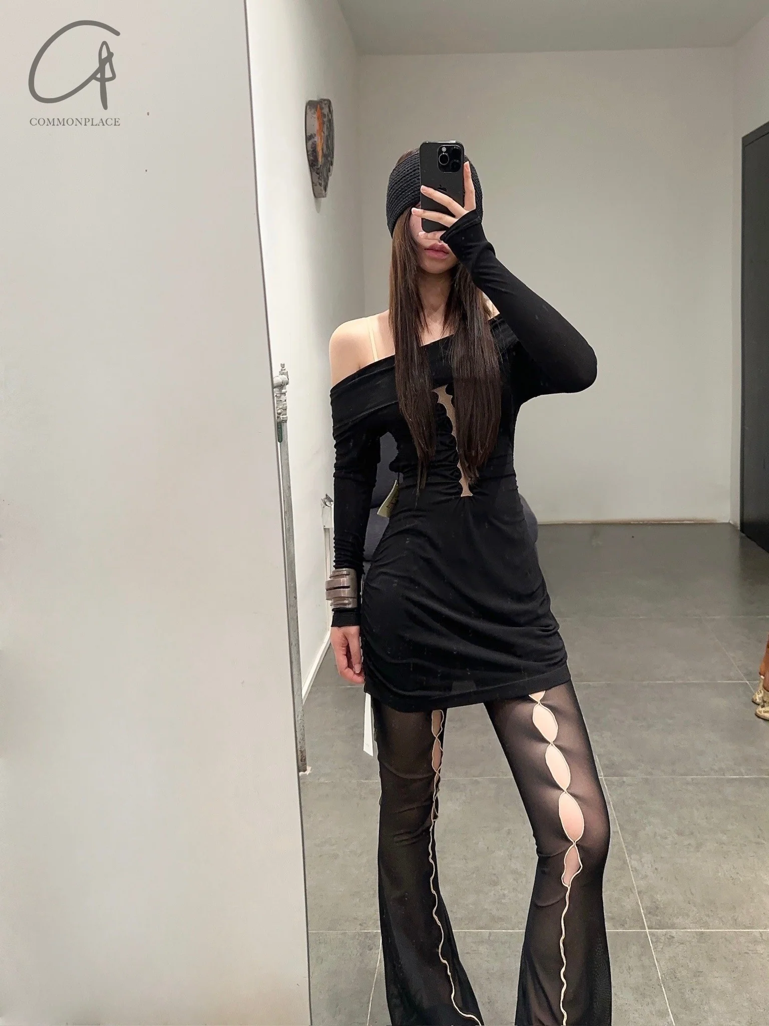Rui Zhou 24 autumn and winter thorn backless dress RUI-RAW24WV08-HEI black - Image 14