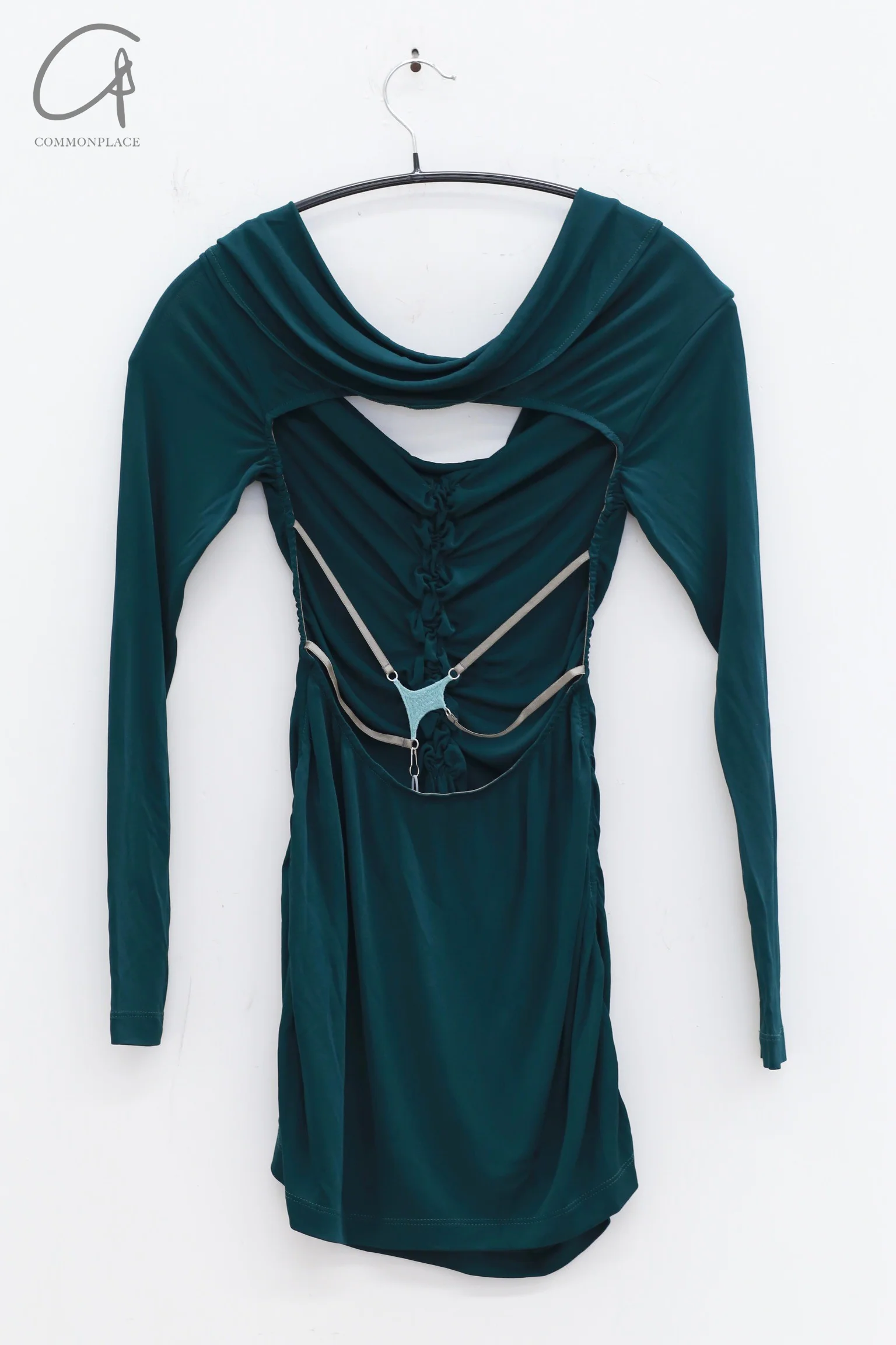 Rui Zhou 24 autumn and winter thorn backless dress RUI-RAW24WV08-MOLV dark green - Image 9
