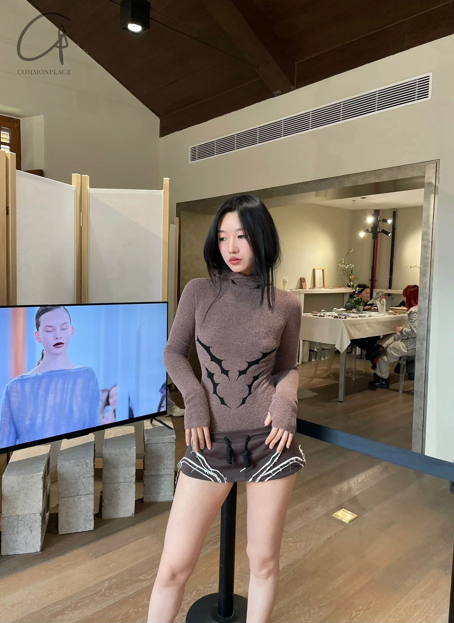 Rui Zhou 24 autumn and winter thorn mini skirt pants RUI-RAW24WV14-ZONGLI Chestnut brown chestnut - Image 20