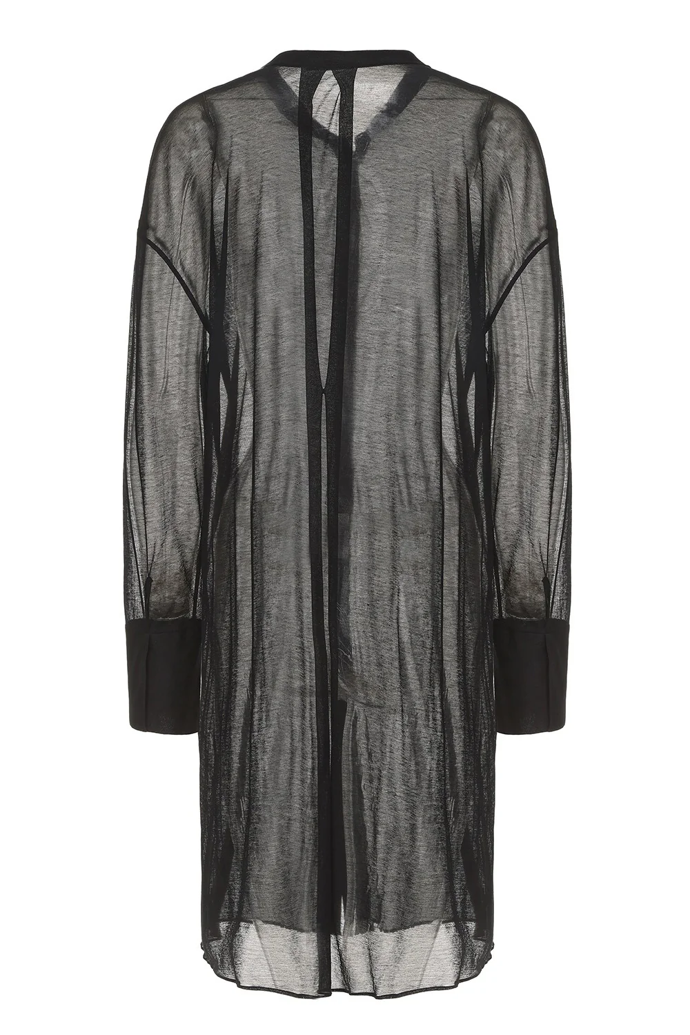 RUOHAN 24 Autumn and Winter Black Light Transparent Triangle Collar Long Shirt RH-RH024AW24-HEI Black - Image 7