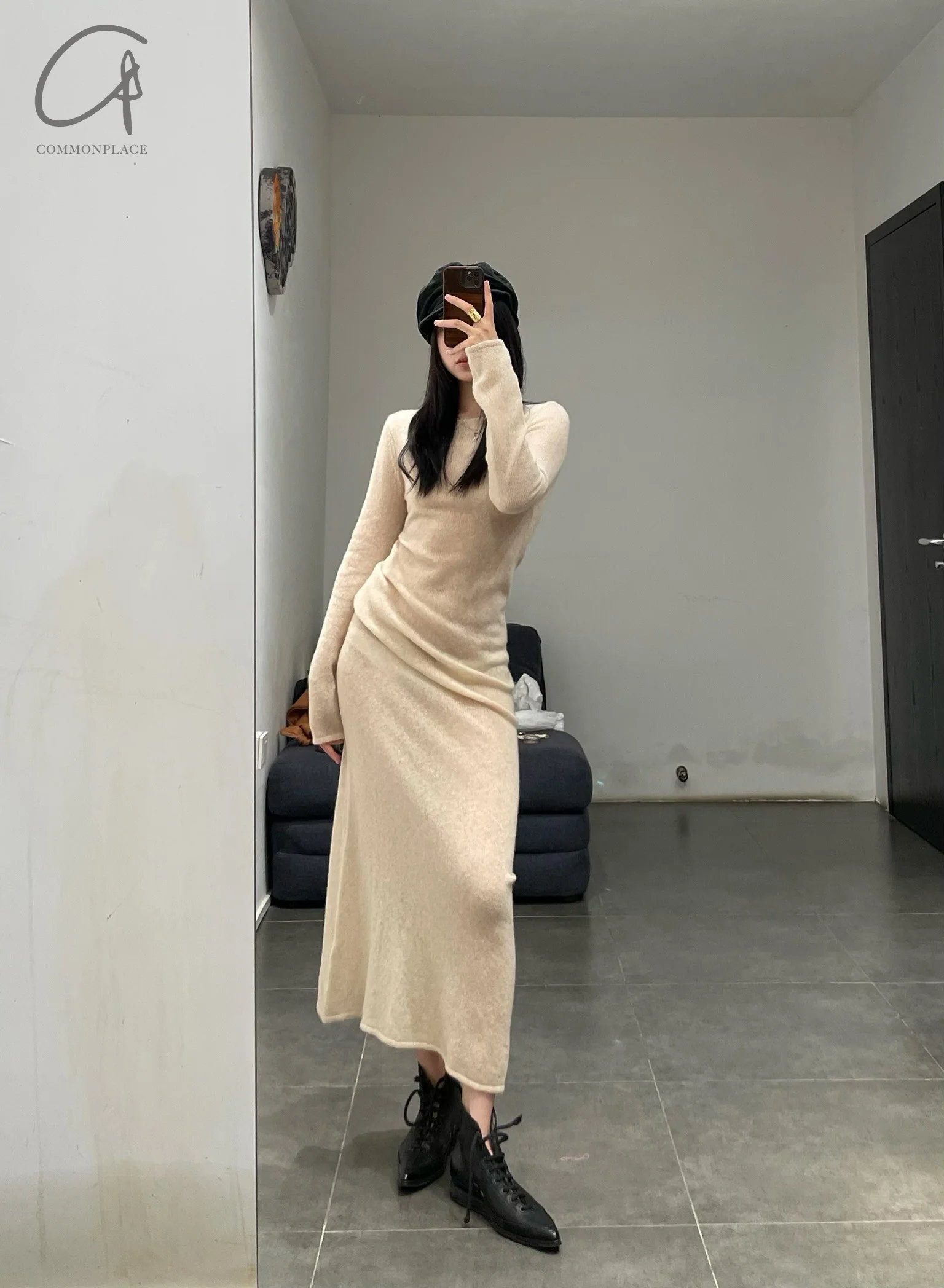 RUOHAN 24 Autumn and Winter Cashmere Dress RH-RHKN138AW24-TUO Camel - Image 8