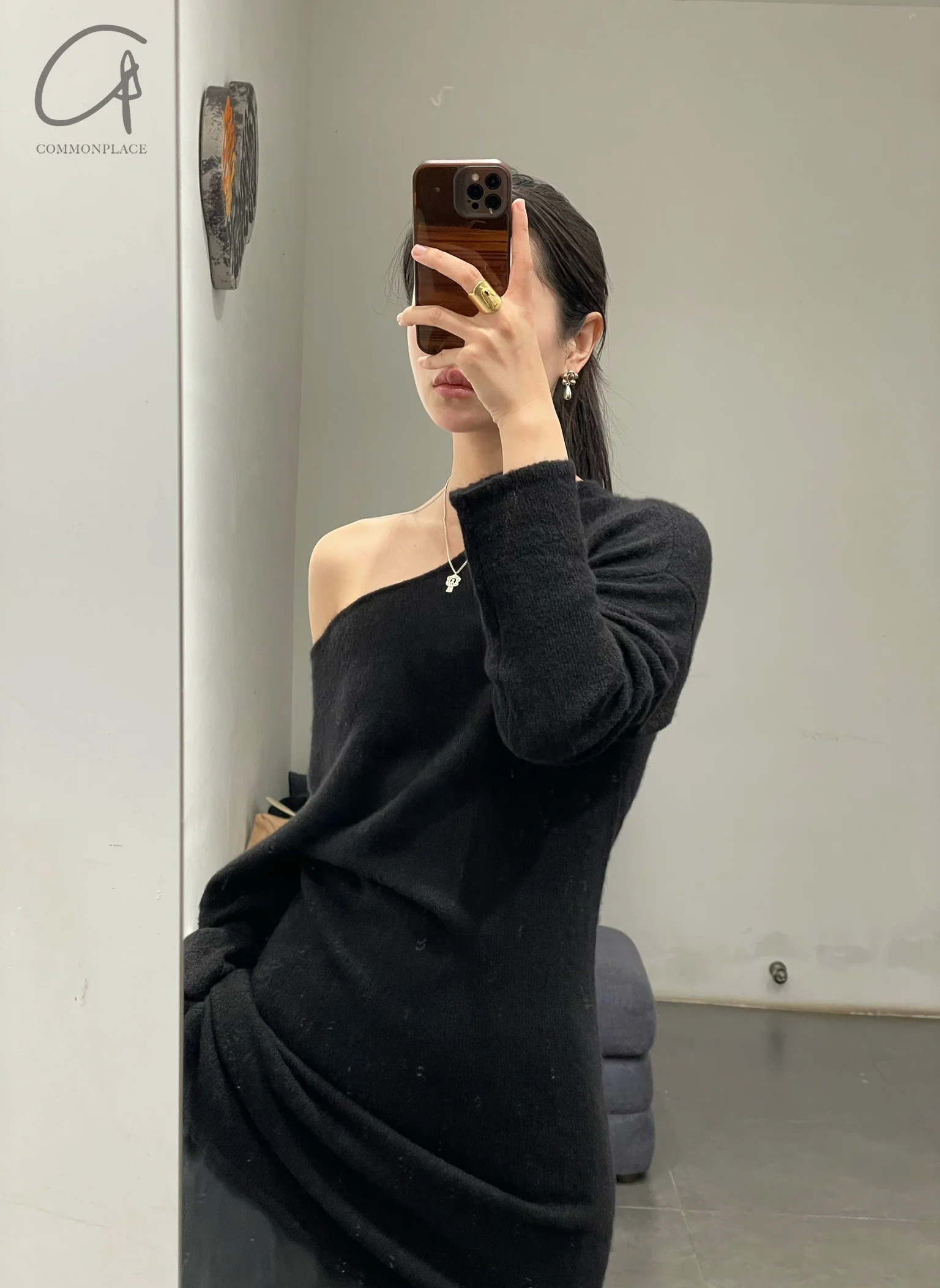 RUOHAN 24 autumn and winter irregular cashmere top RH-RHKN141AW24-HEI black RHKN141AW24 RHKN114AW24 - Image 16