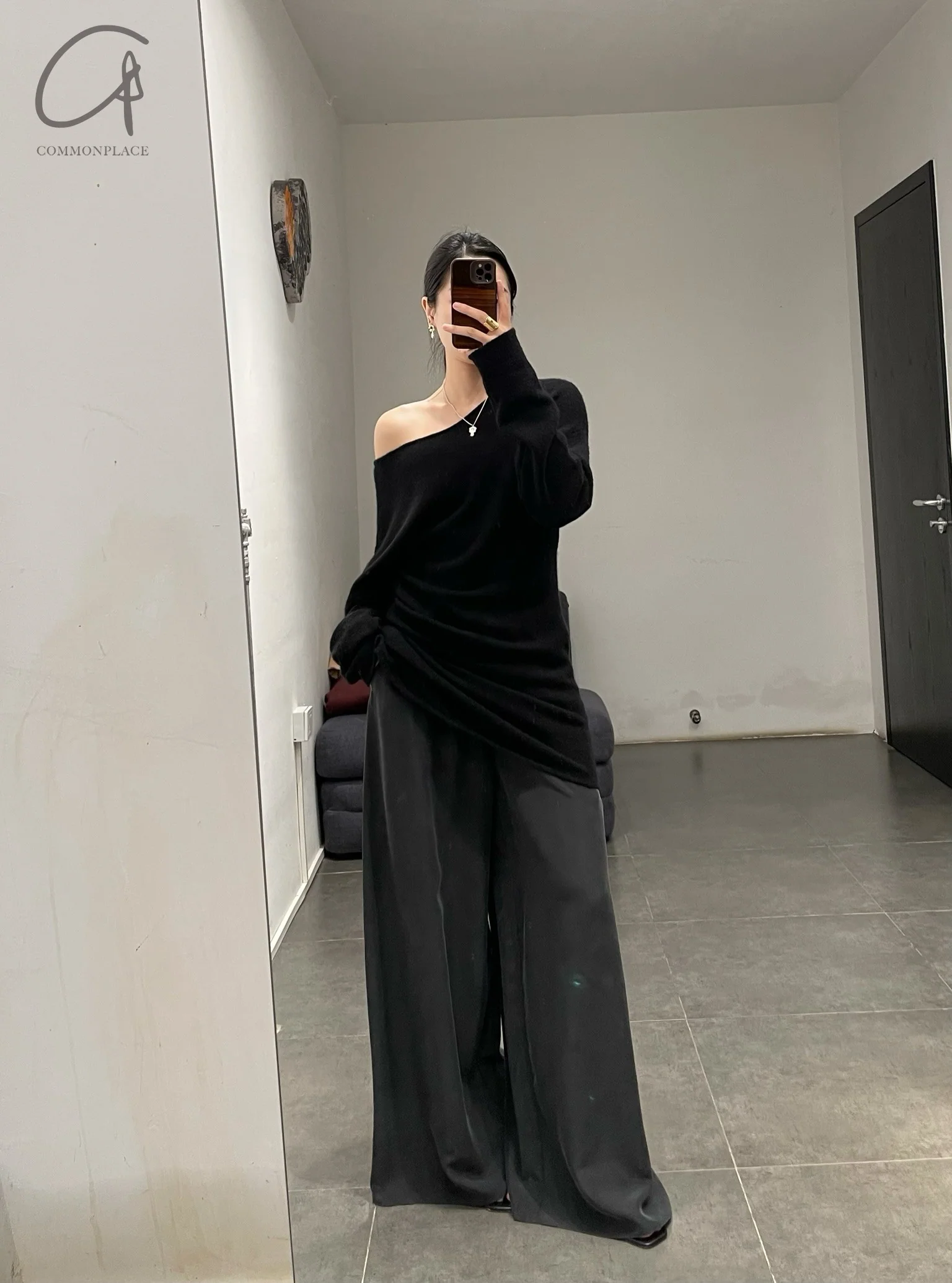 RUOHAN 24 autumn and winter irregular cashmere top RH-RHKN141AW24-HEI black RHKN141AW24 RHKN114AW24 - Image 17