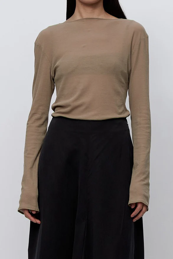 RUOHAN 24 Early Autumn Camel Stretch Cotton Round Neck Top RH-RE0038AW24-TUO Camel