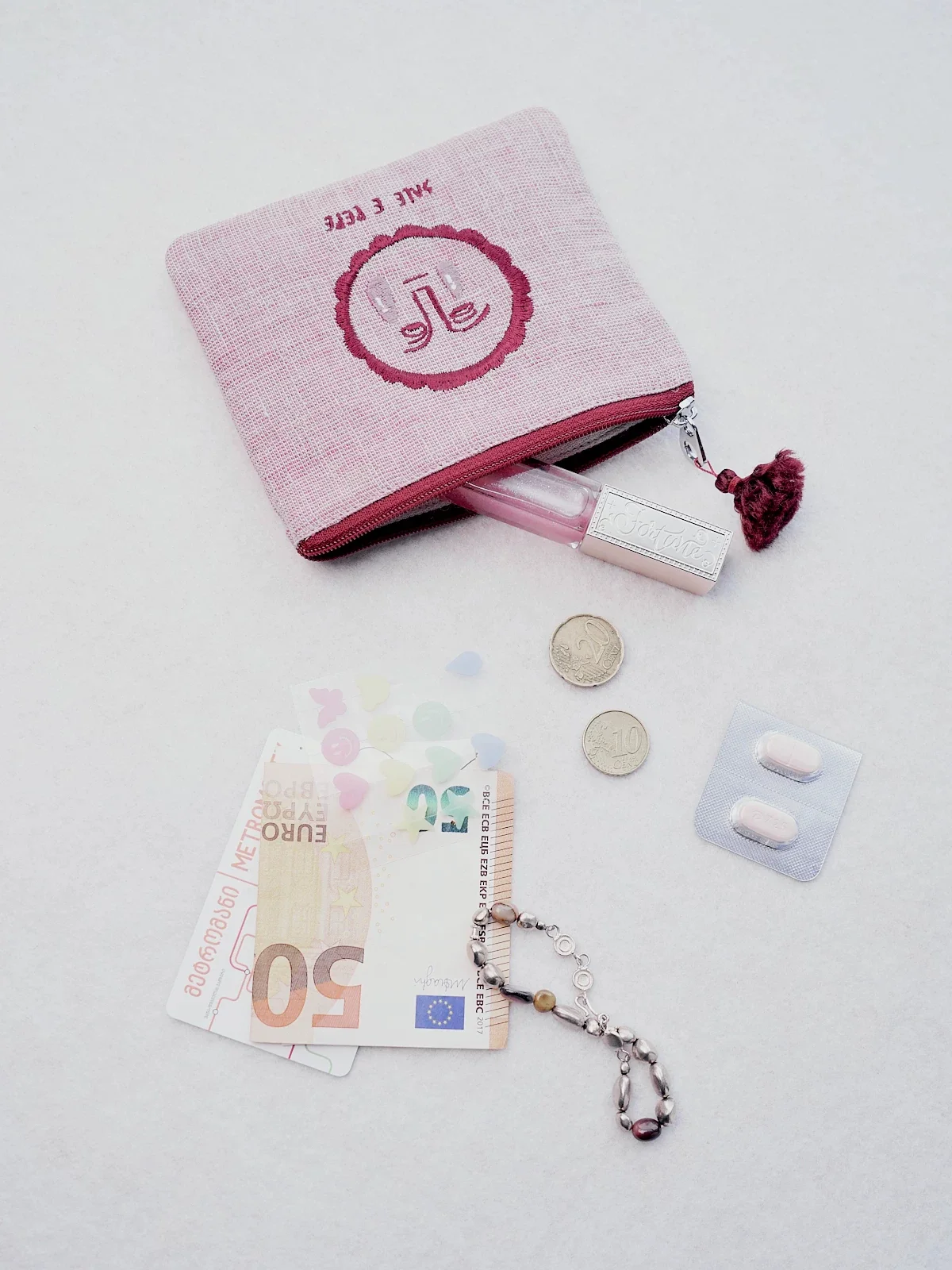 SALE E PEPE 2026SS Dionysus Teardrop Embroidered Storage Bag Collection SEP-SP05B11-FH Pink - Image 4