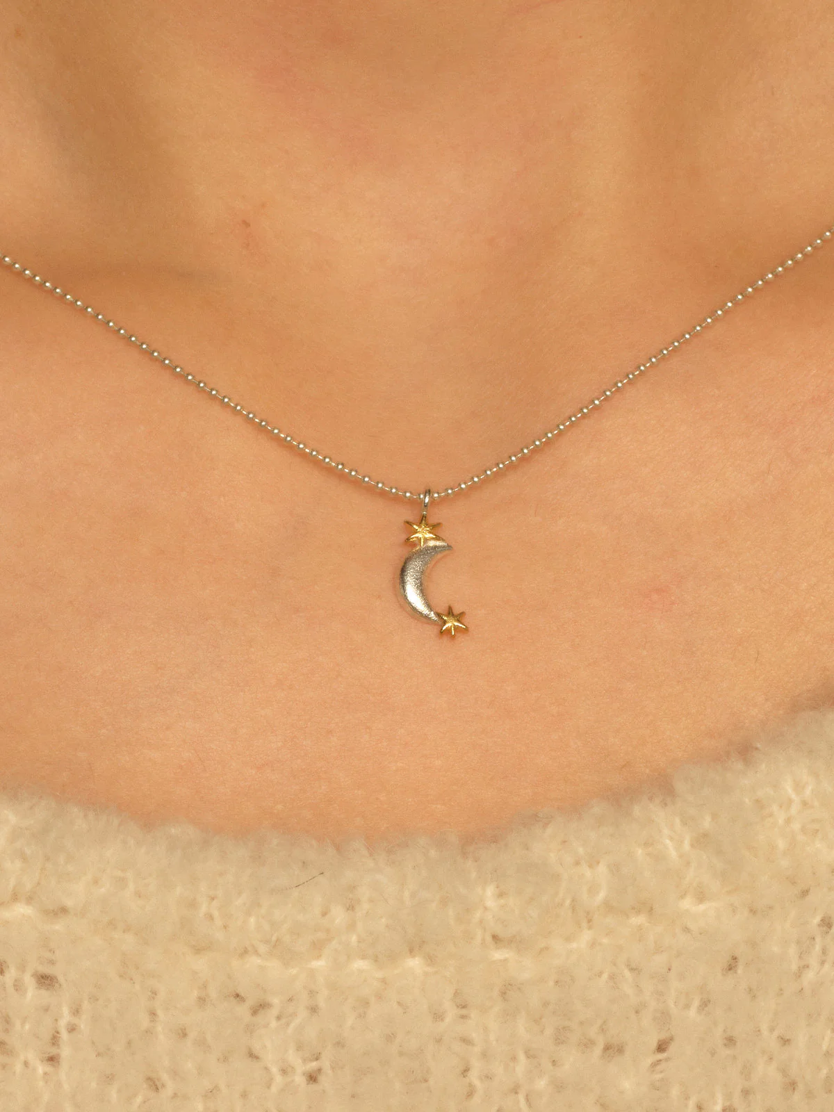 SALE E PEPE Christmas Collection Sterling Silver Gold-Plated Two-Tone Star and Moon Necklace SEP-SPCMN02-YJ-F-HCC Silver/Gold - Image 6