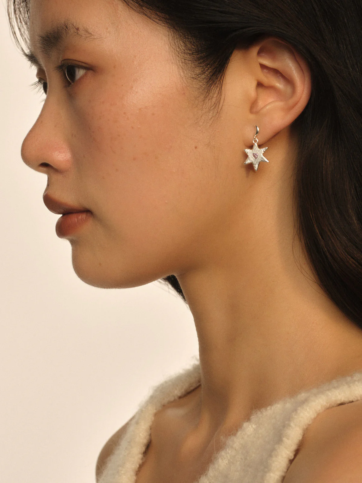 SALE E PEPE Christmas Collection Sterling Silver Starlight Earrings SEP-SPCME02-YF Silver/Pink - Image 5