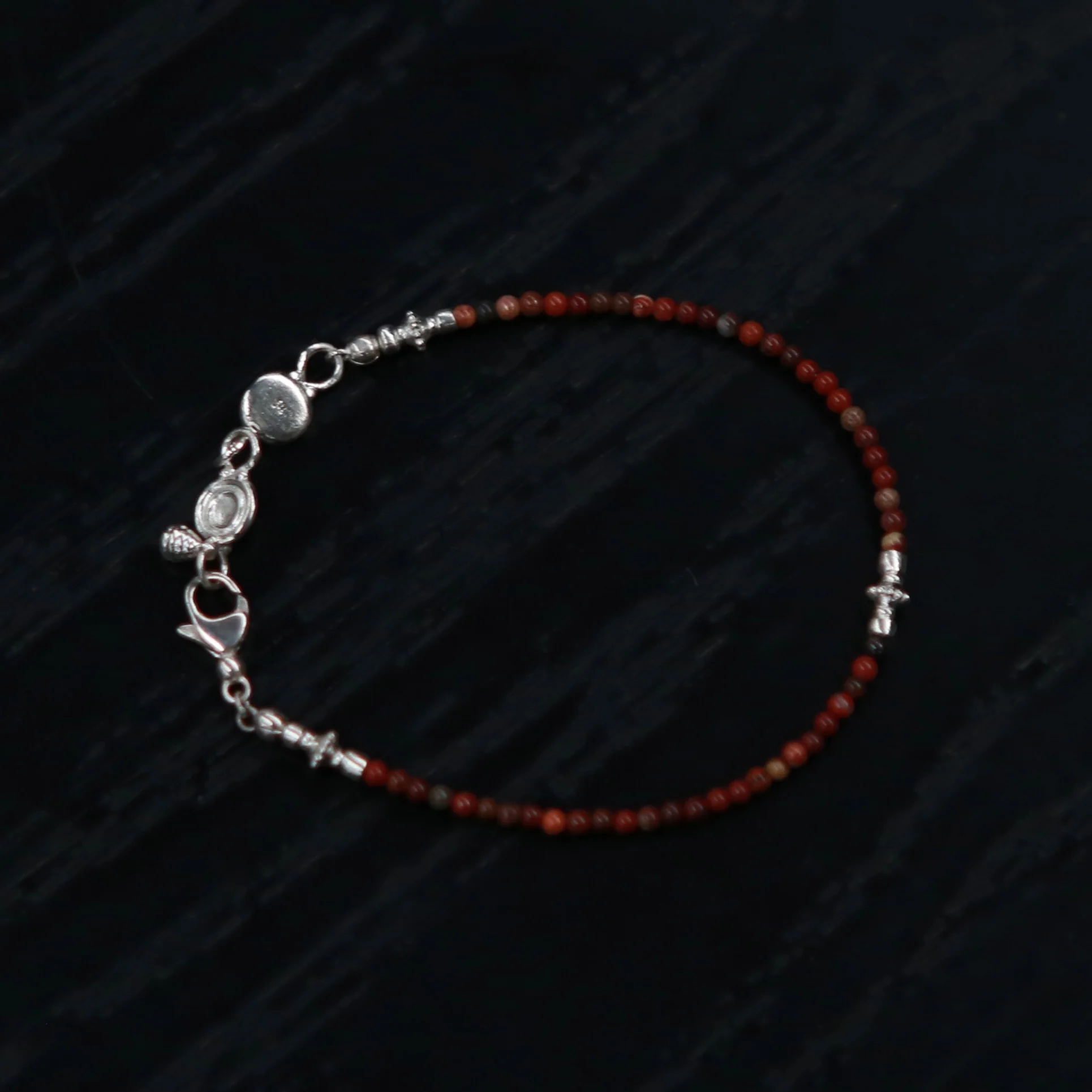 SALE E PEPE Rainbow Stone Sterling Silver Beaded Bracelet SEP-SP04A11-HY Red/Silver - Image 2