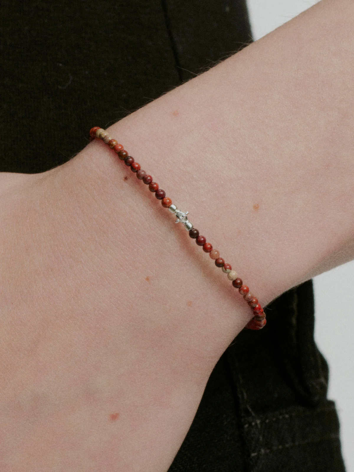 SALE E PEPE Rainbow Stone Sterling Silver Beaded Bracelet SEP-SP04A11-HY Red/Silver - Image 6