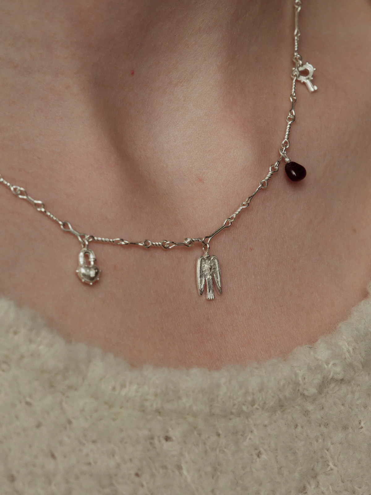 SALE E PEPE Sterling Silver Bird Wind Chime Necklace SEP-SPVAN04-YIN-F-HCC Silver - Image 5