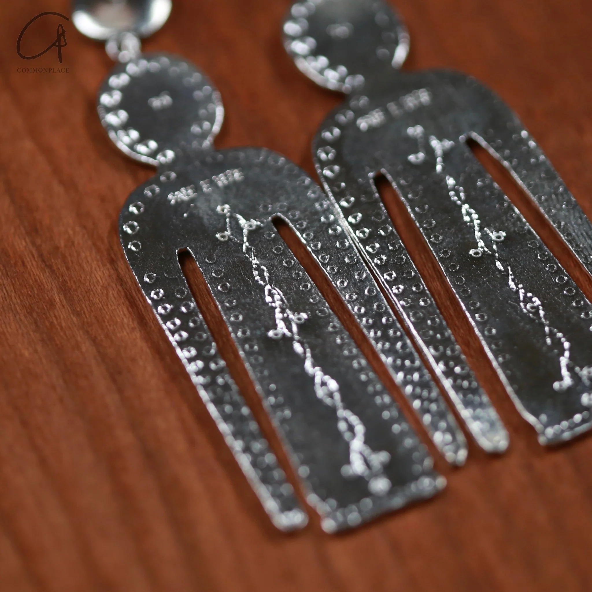 SALE E PEPE Sterling Silver Calm Man Earrings SEP-SP10E07-YIN Silver SP01E07 - Image 2