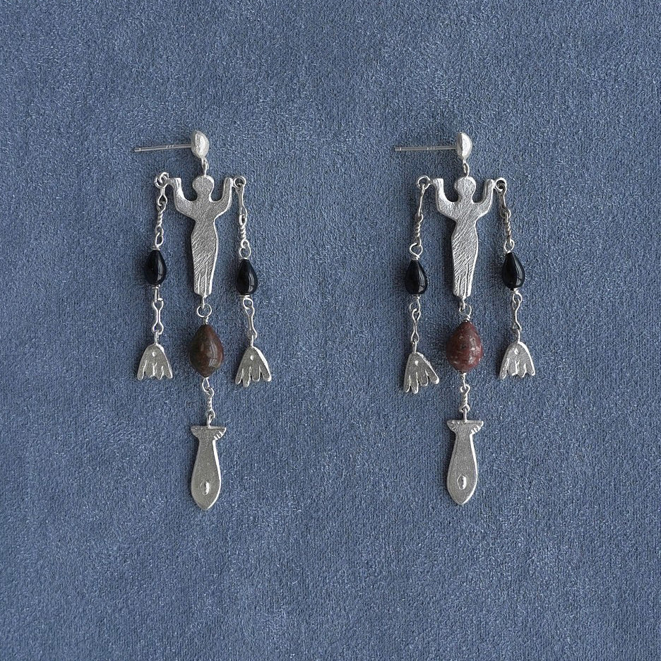 SALE E PEPE Sterling Silver Circus Earrings SEP-SP02E05-YIN-F Silver
