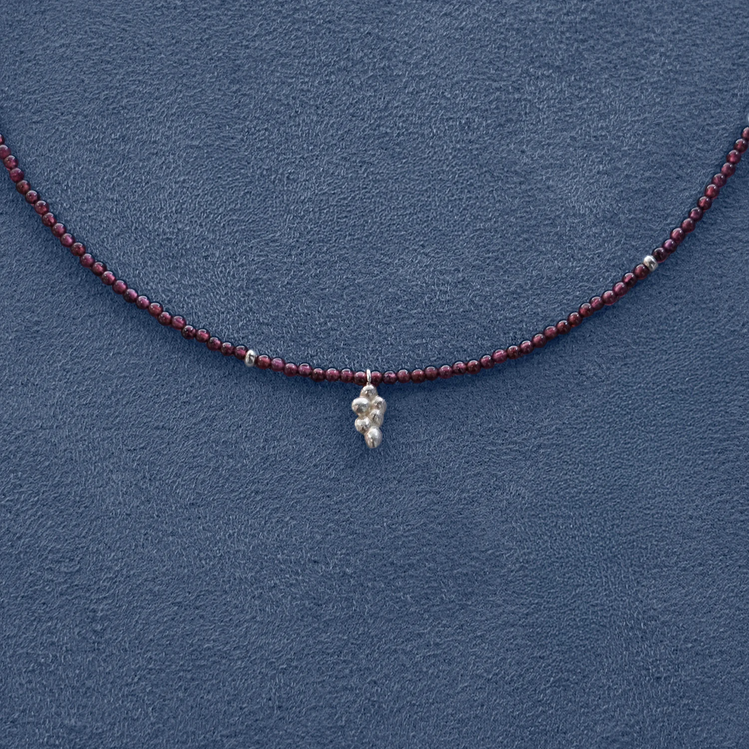 SALE E PEPE Sterling Silver Garnet Grape Bead Necklace SEP-SP05N19-HY - Image 2