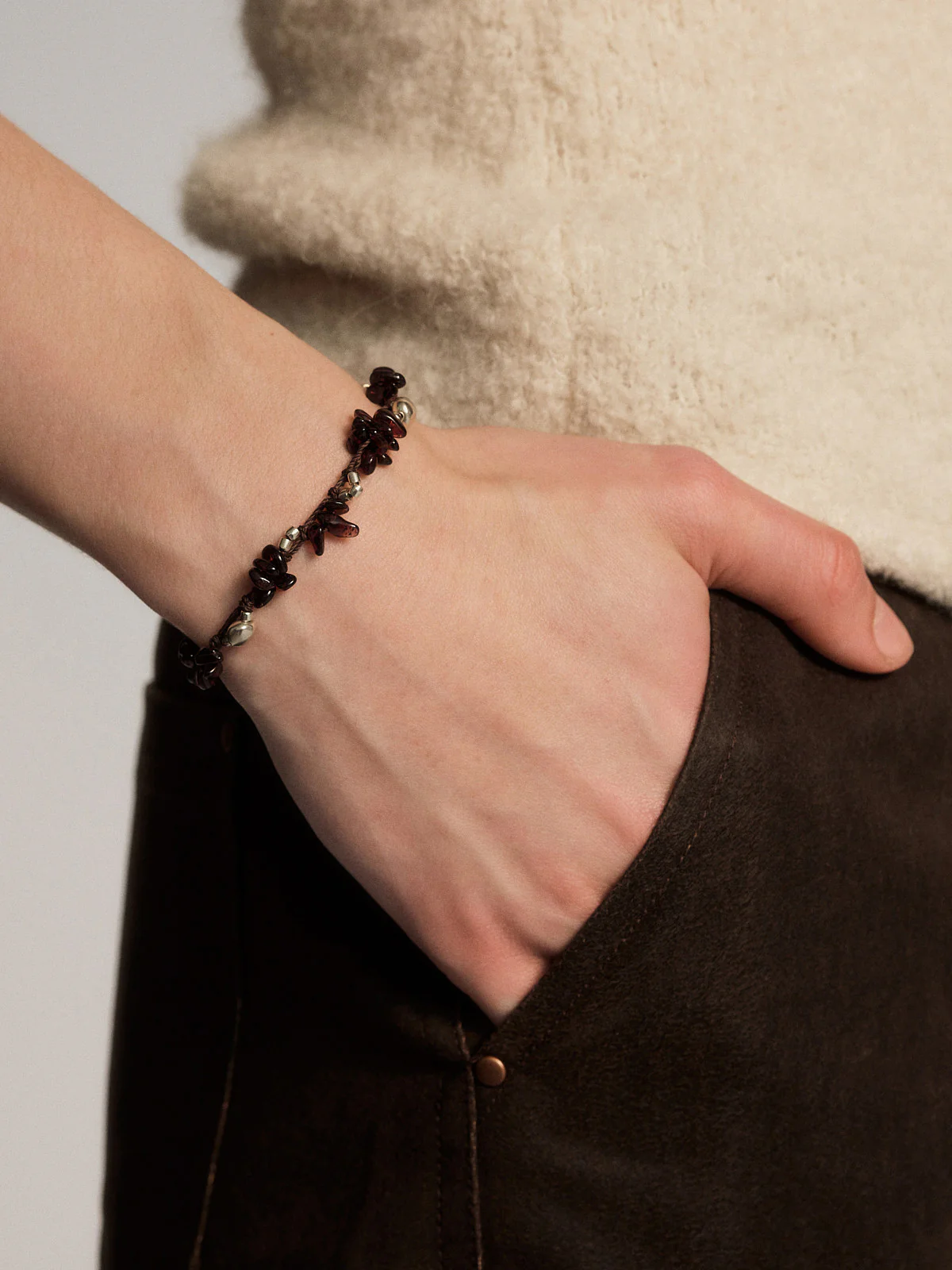 SALE E PEPE Sterling Silver Garnet Grape Bracelet SEP-SP05A08-HY Black/Silver - Image 6