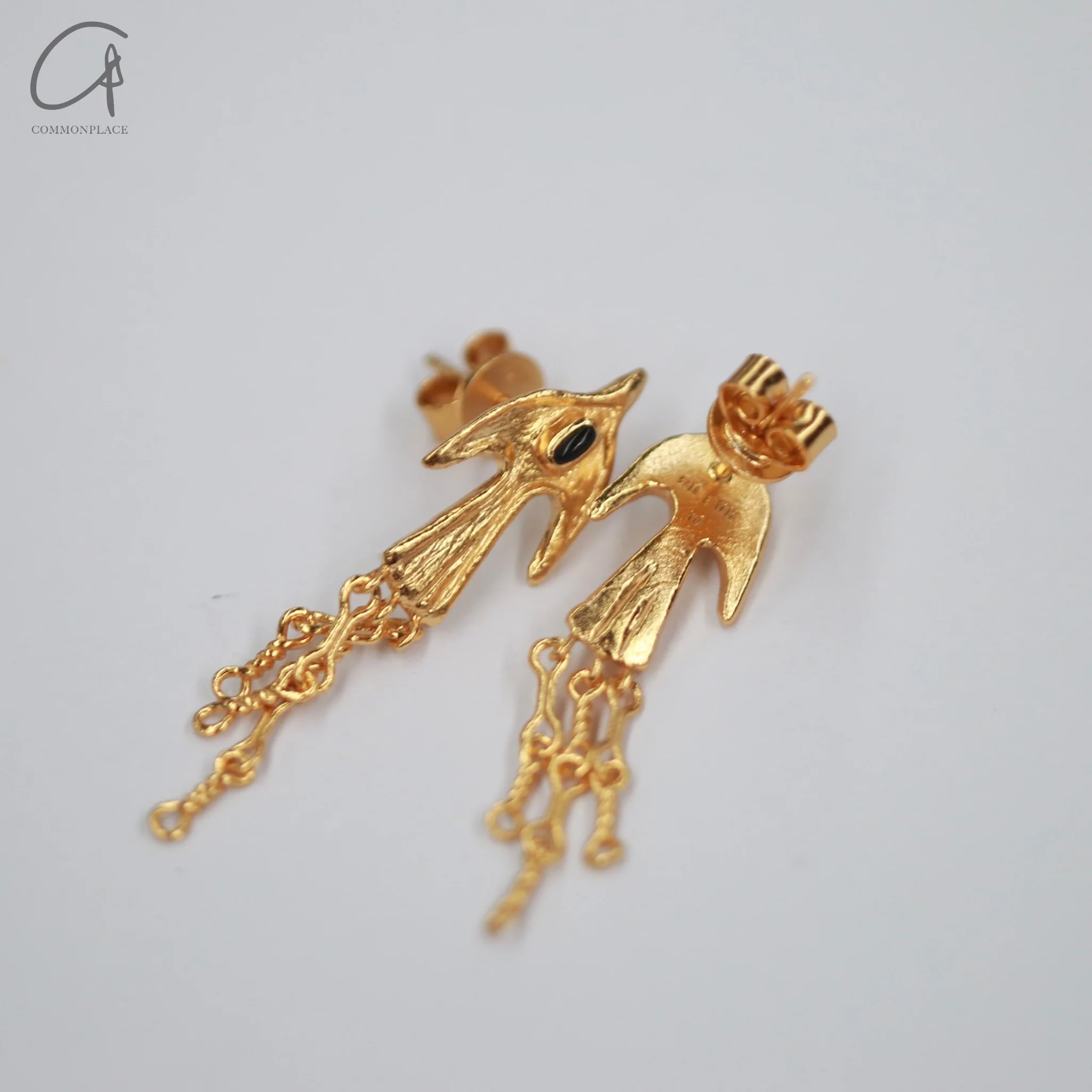 SALE E PEPE Sterling silver gold-plated bird tassel earrings SEP-SP02E16-JIN-F Gold - Image 2