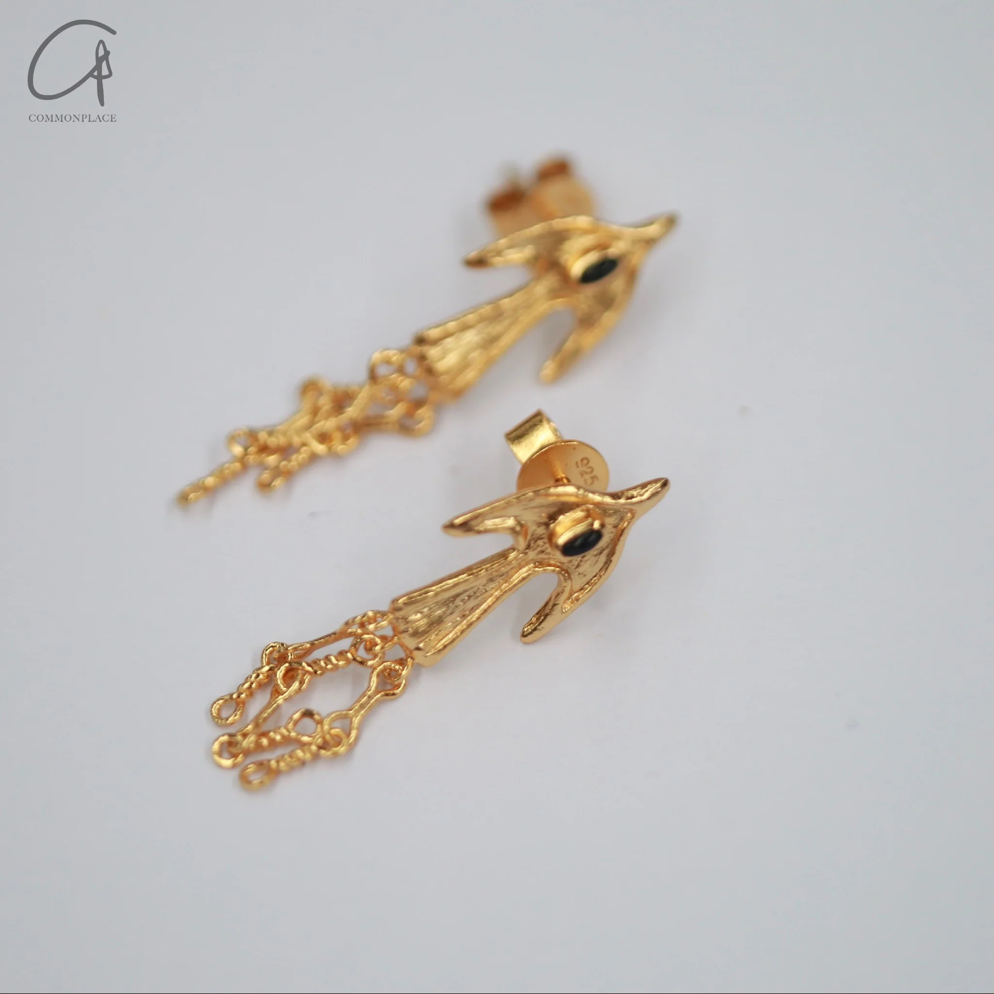 SALE E PEPE Sterling silver gold-plated bird tassel earrings SEP-SP02E16-JIN-F Gold - Image 3