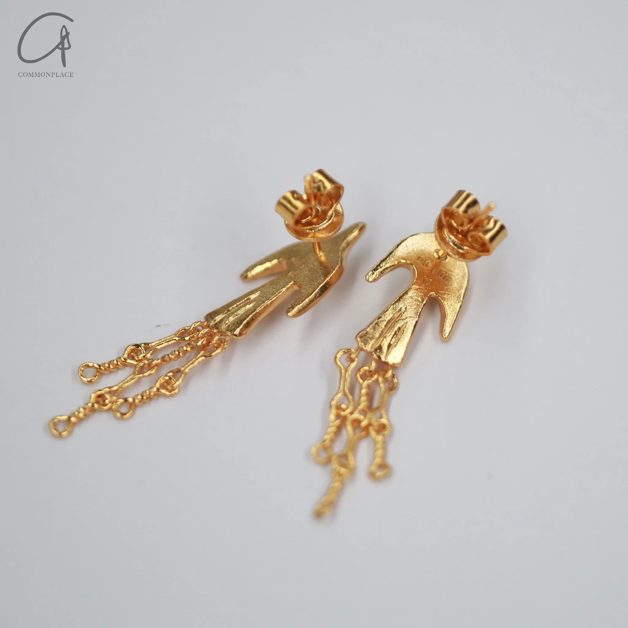 SALE E PEPE Sterling silver gold-plated bird tassel earrings SEP-SP02E16-JIN-F Gold - Image 4