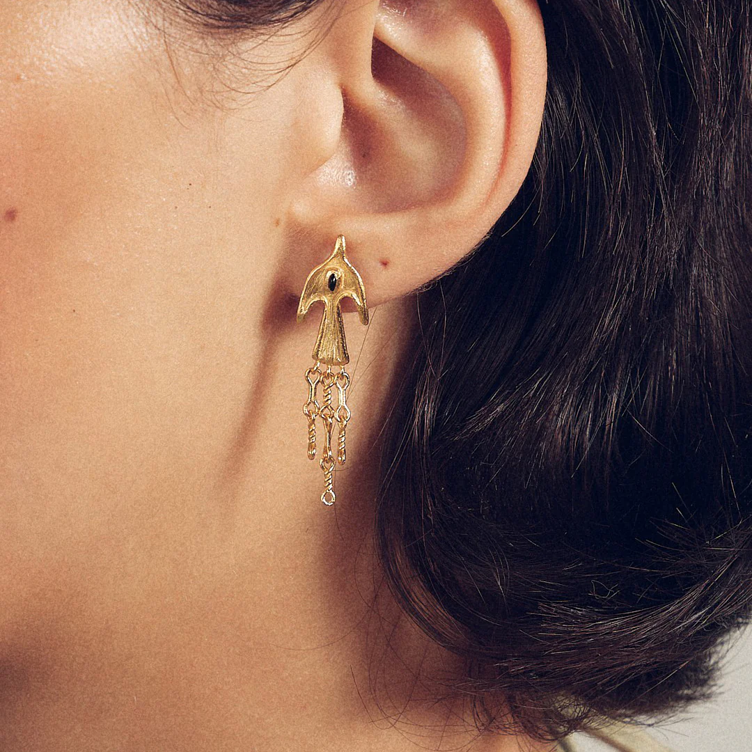 SALE E PEPE Sterling silver gold-plated bird tassel earrings SEP-SP02E16-JIN-F Gold - Image 5