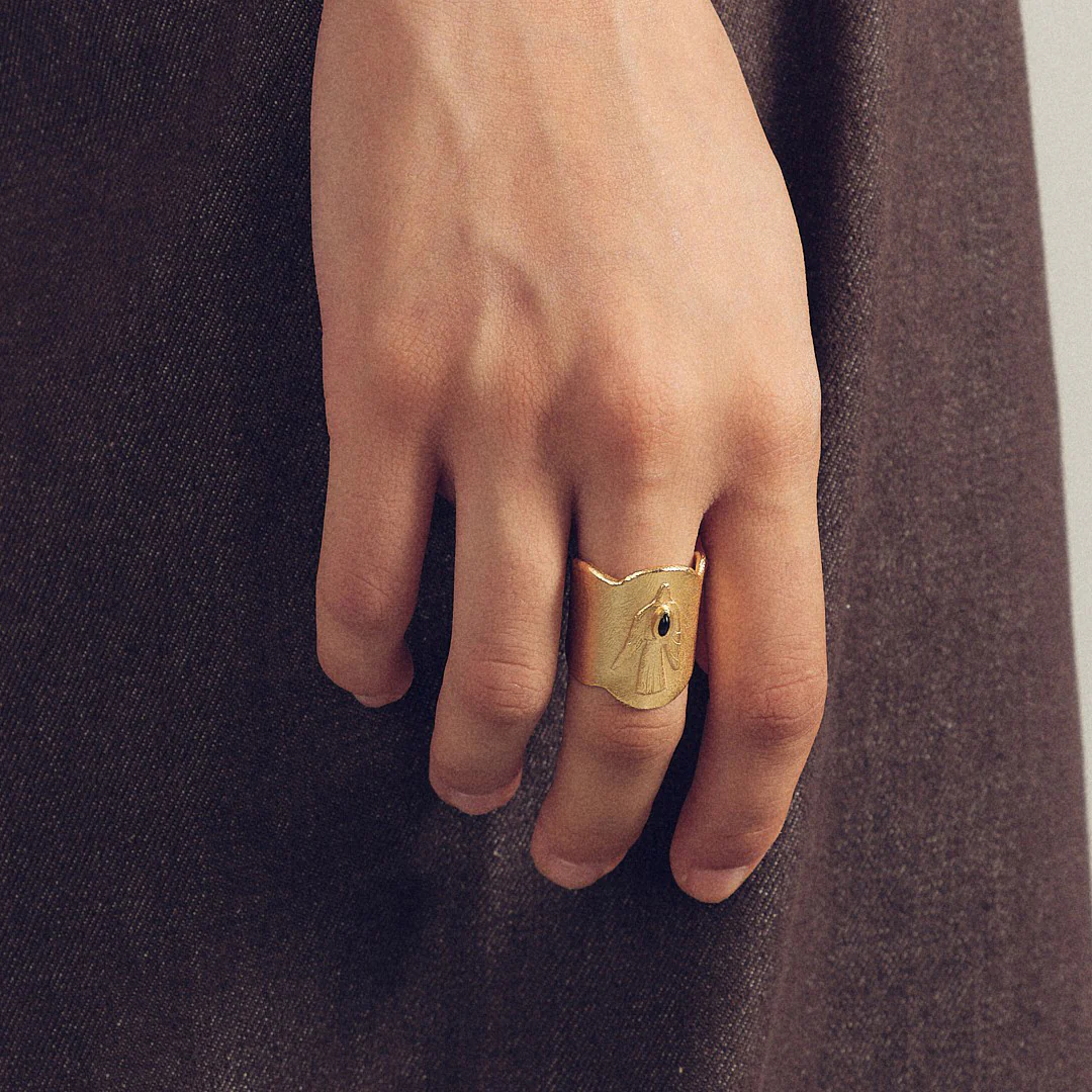 SALE E PEPE Sterling Silver/Gold-plated Birdman Ring SEP-SP02F08-JIN Gold SEP-SP02F07 - Image 5