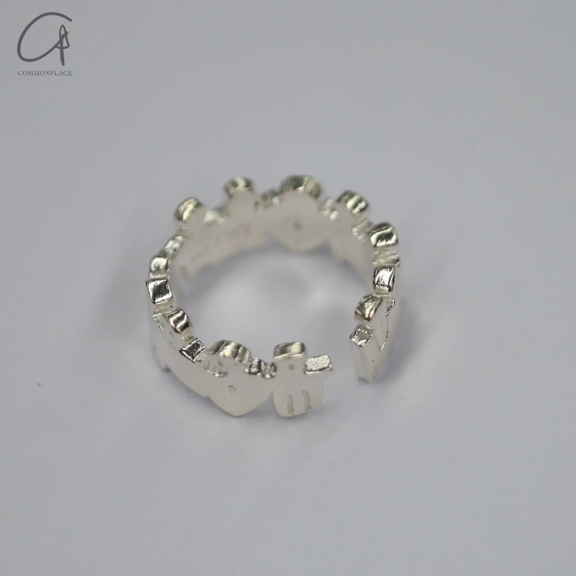 SALE E PEPE Sterling Silver/Gold Plated Crowd Ring SEP-SP02F05-YIN Silver - Image 3
