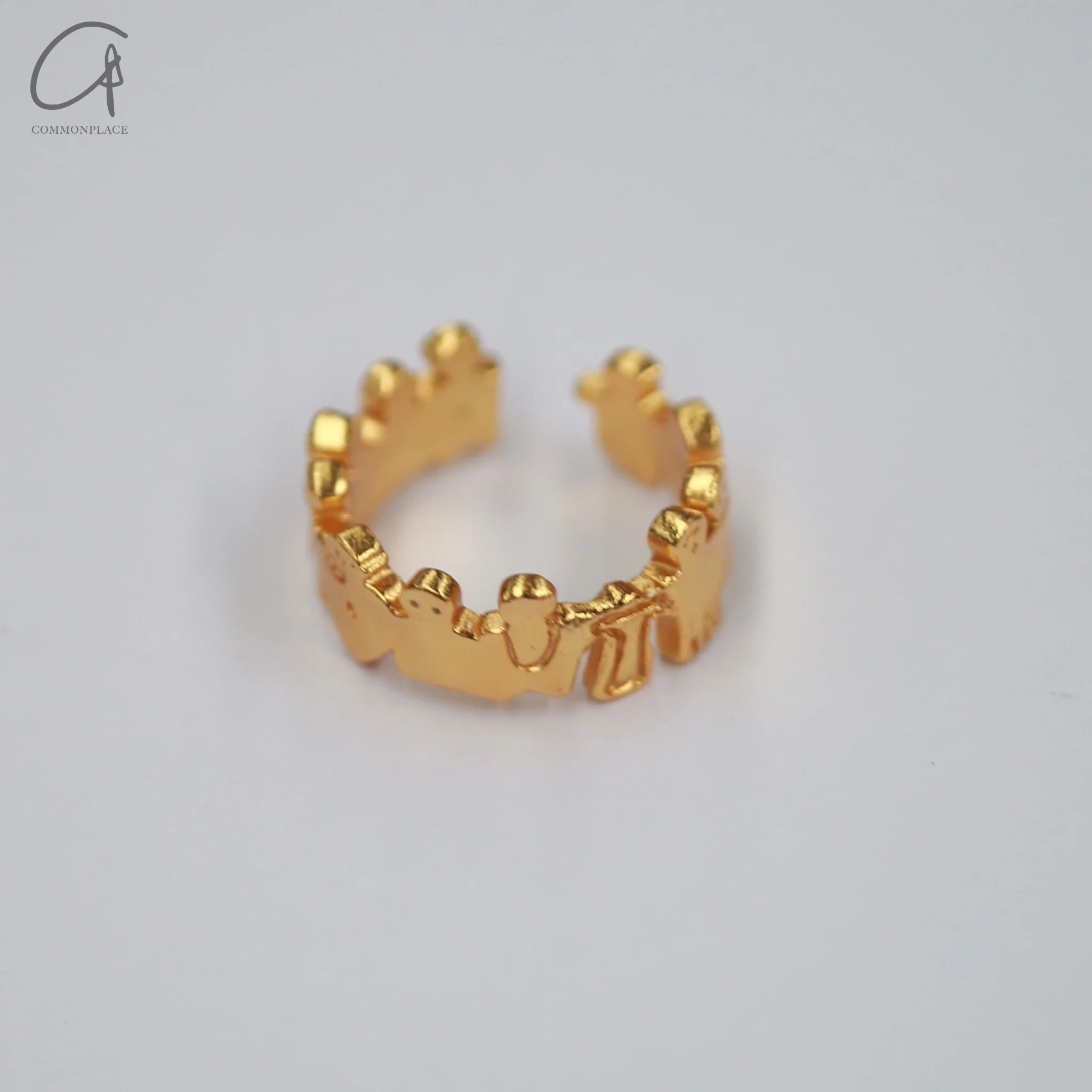 SALE E PEPE Sterling Silver/Gold Plated Crowd Ring SEP-SP02F06-JIN Gold - Image 2
