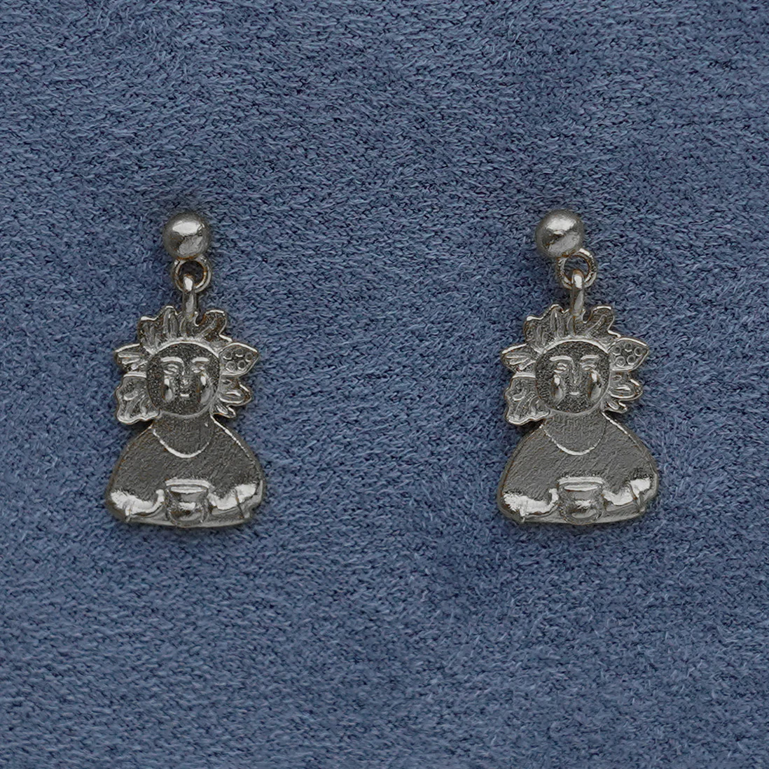 SALE E PEPE Sterling Silver/Gold Plated Dionysus Earrings SEP-SP05E01-YIN Silver