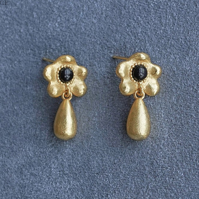 SALE E PEPE Sterling silver gold plated flower drop earrings SEP-SP02E14-JIN-F Gold
