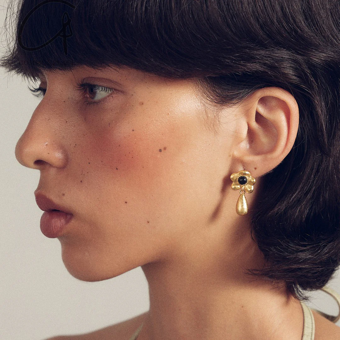 SALE E PEPE Sterling silver gold plated flower drop earrings SEP-SP02E14-JIN-F Gold - Image 7