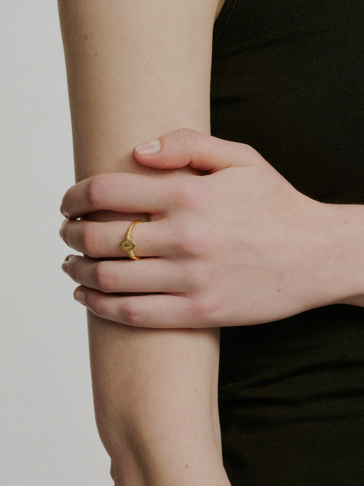 SALE E PEPE Sterling Silver/Gold Plated Harvest Signet Ring SEP-SP04F08-JIN Gold (SP04F07) - Image 5