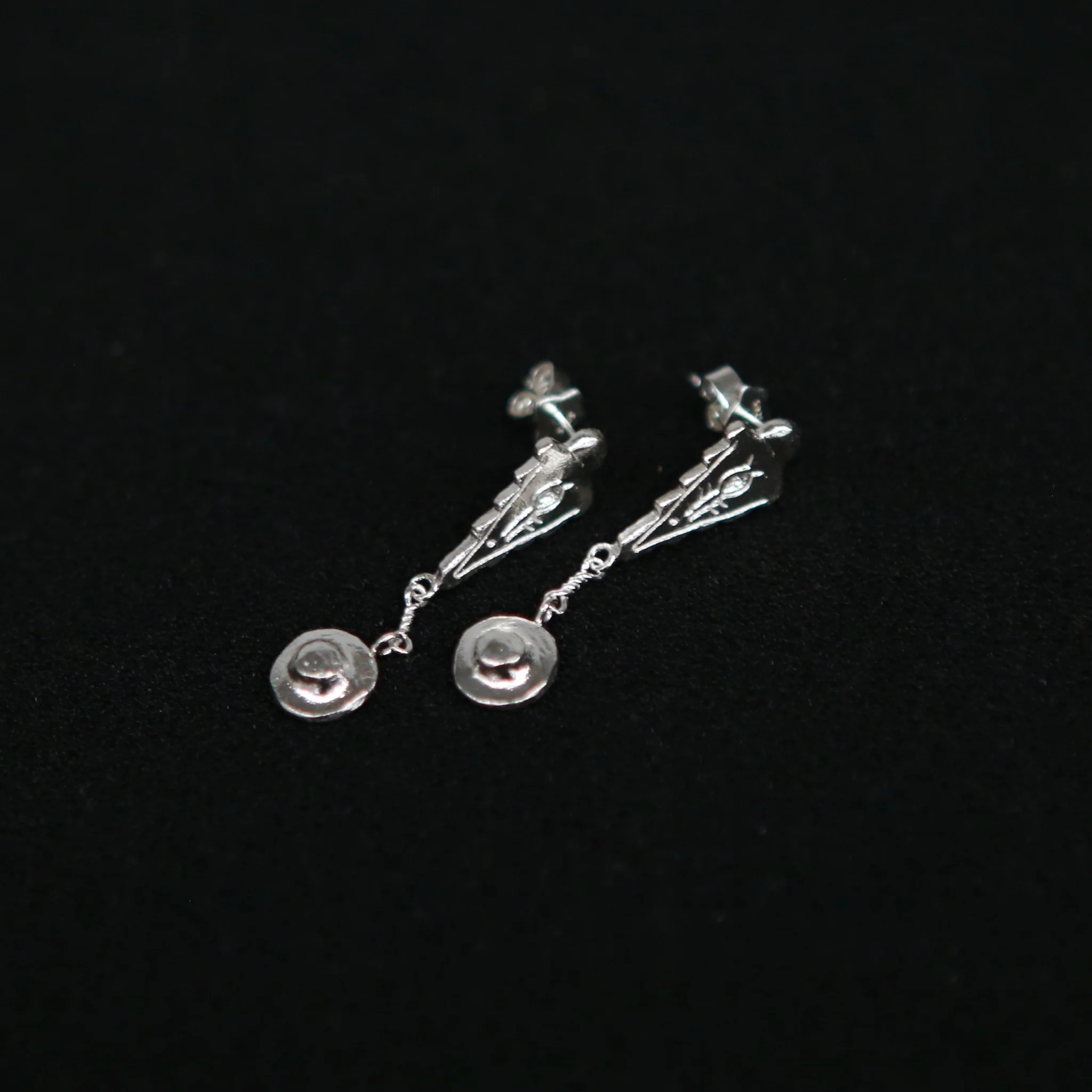 SALE E PEPE Sterling Silver/Gold Plated Kite Drop Earrings SEP-SP02E07-YIN Silver (SP02E07 SP02E08) - Image 4